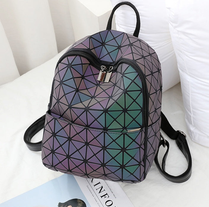 Luminous Women Backpacks Fashion Girl Daily Backpack Women's Package Geometry Sequins Folding Bags Mini Bag School Bagpack