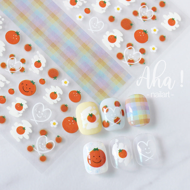 Nail Sticker Cherry Peach Summer Energic Girl Lemon Cream Orange Fruit Fingernail Decoration Stickers