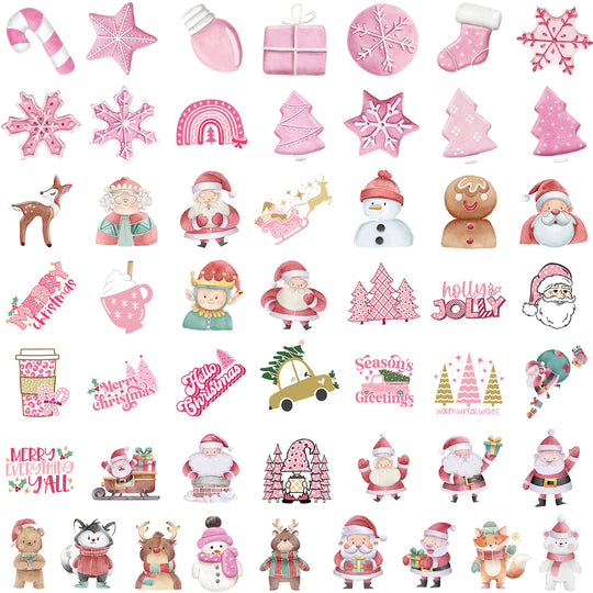 50 Cute Christmas Decoration Sticker Car Mobile Phone Computer Guitar Notebook Waterproof Stickers