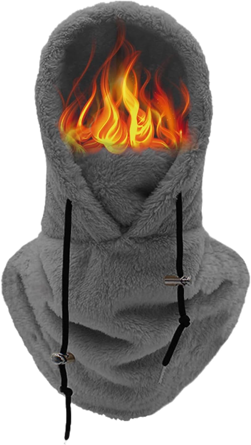 Giltpeak Sherpa Hood Ski Mask, Over Helmet Balaclava Fleece for Men Women, Winter Windproof Hooded Scarf Hat Neck Warmer