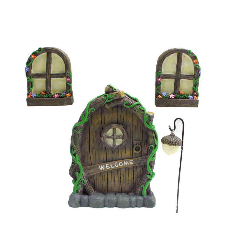 Glow Sculpture For Doors And Windows In The Courtyard Garden Trees Noctilucent Door Sculpture Garden Figurines Miniatures Decor