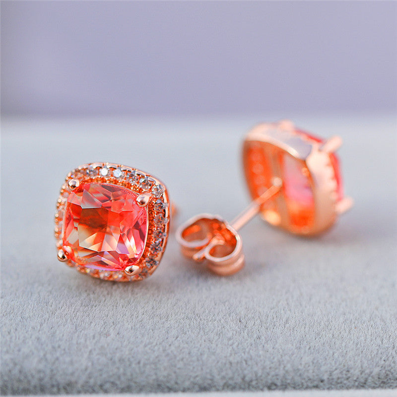 Summer Limited Hot Style Popular Mini Version Square Multicolor Jelly Earrings