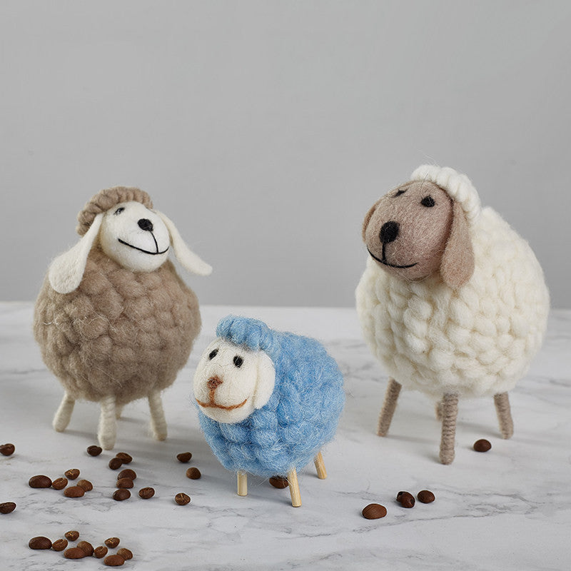 Home Decoration Felt Sheep Miniature Decoration Figurines Holiday Party Supplies Accessories