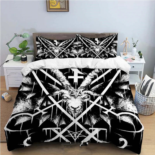 Dark Satan Theme Down Quilt Cover Bedding Suit