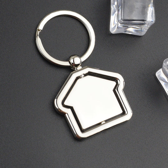 Simple House Rotating Metal Keychains