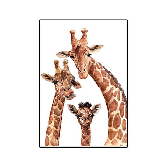 Animal Family Canvas Paintings Watercolor Cute Giraffe Posters And Print Wall Art Picture