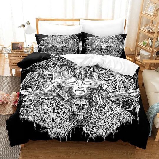 Dark Satan Theme Down Quilt Cover Bedding Suit