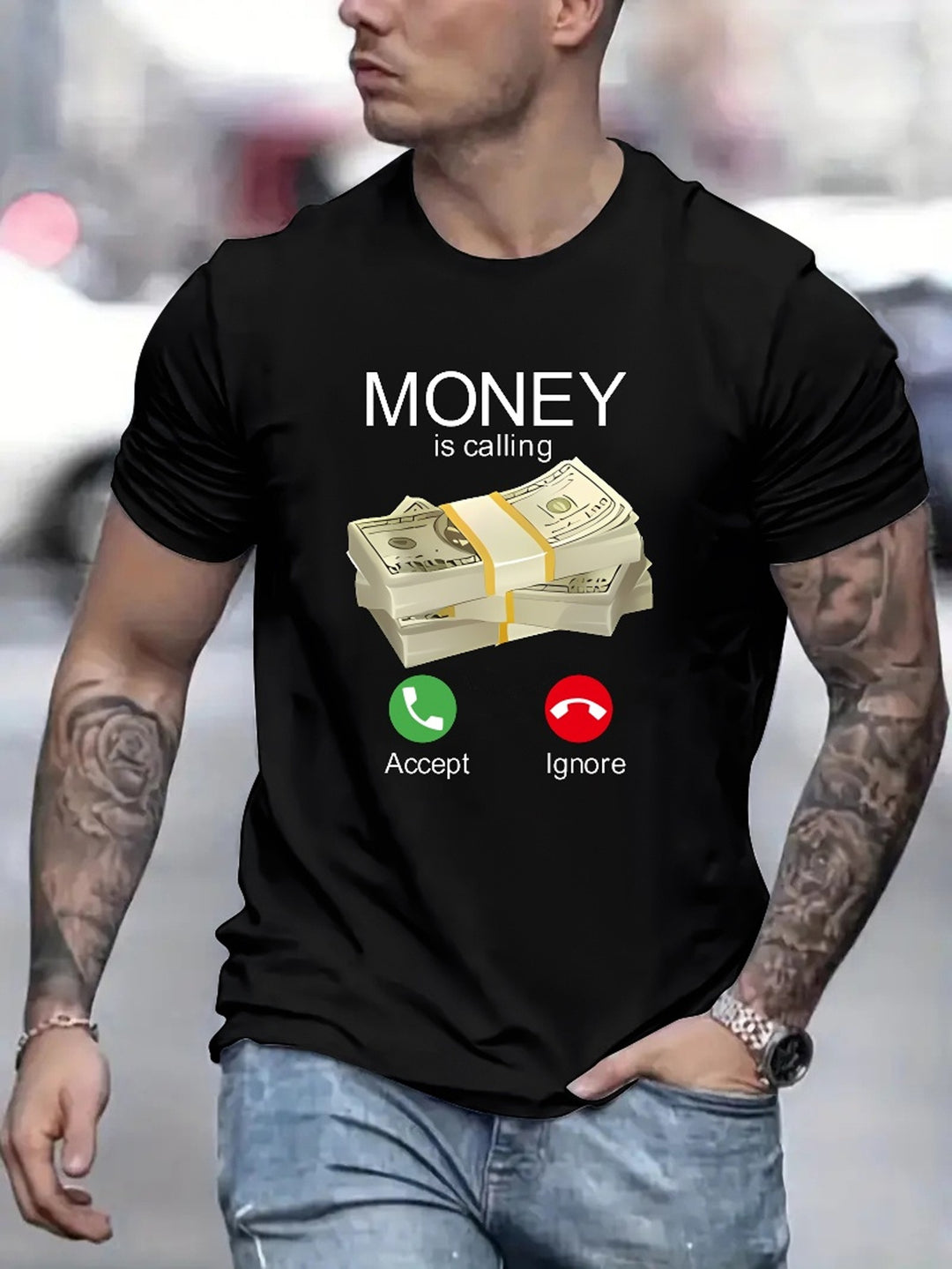 Money Is Summoning Printed T-shirts, Men's T-shirts, Summer Casual Short Sleeved T-shirts