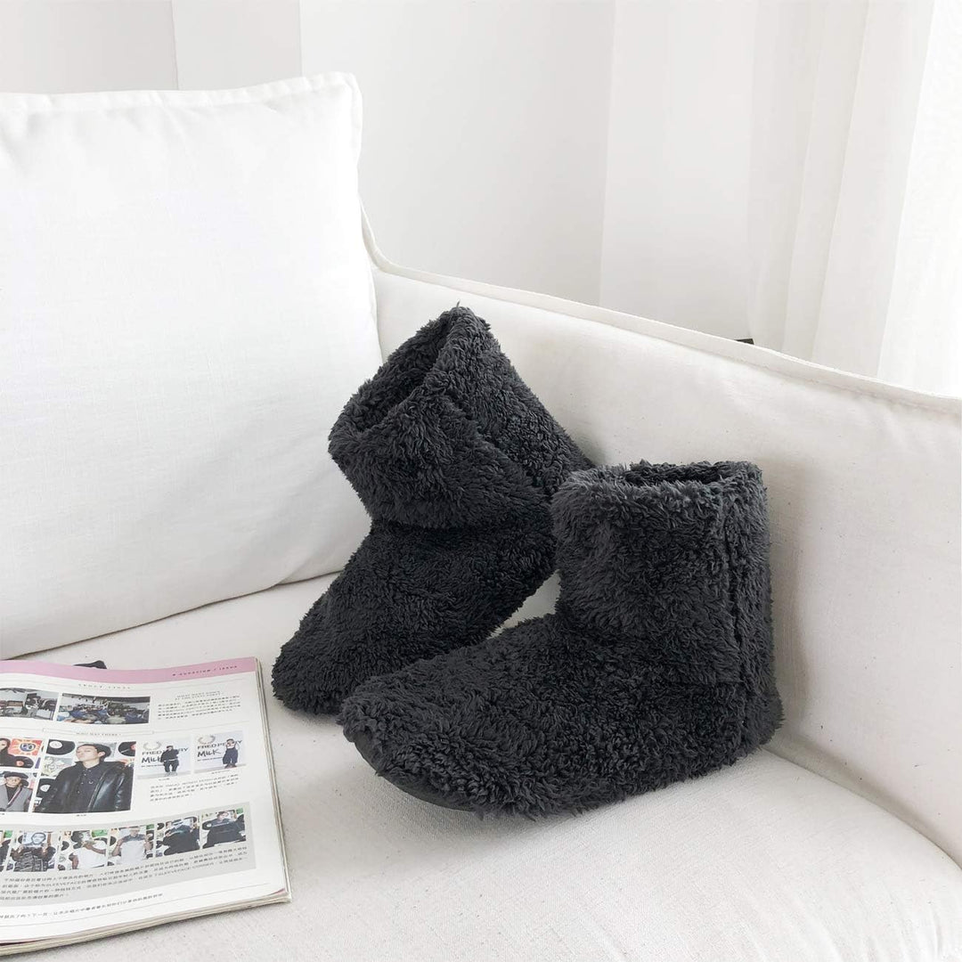 Women's and Men's Fluffy Bootie Slipper Sock with Memory Foam House Shoes