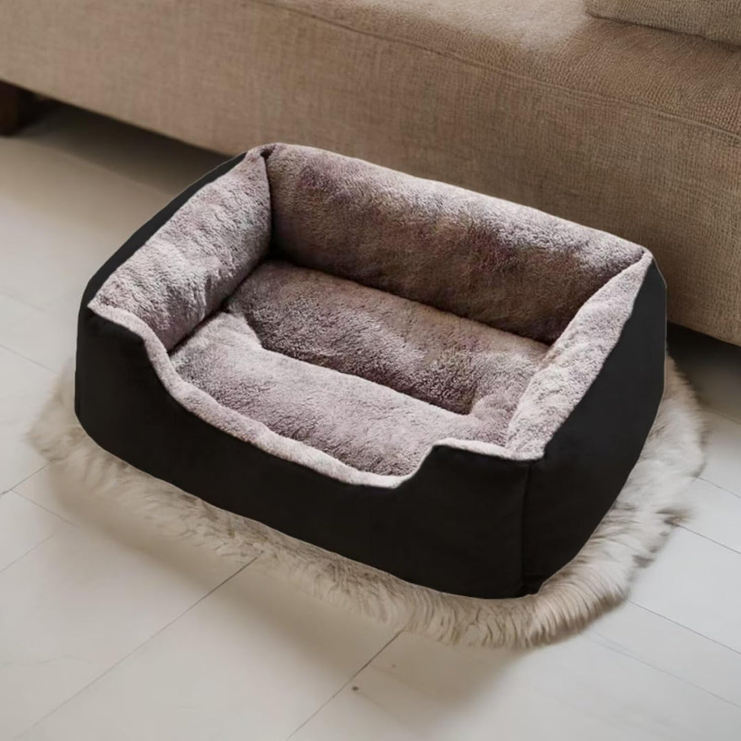 Calming Plush Pet Bed for Large Cats Luxurious Anti-Anxiety Dog Couch Bed Anti-Slip Washable Cat Bed Soft Comfortable Dog Bed