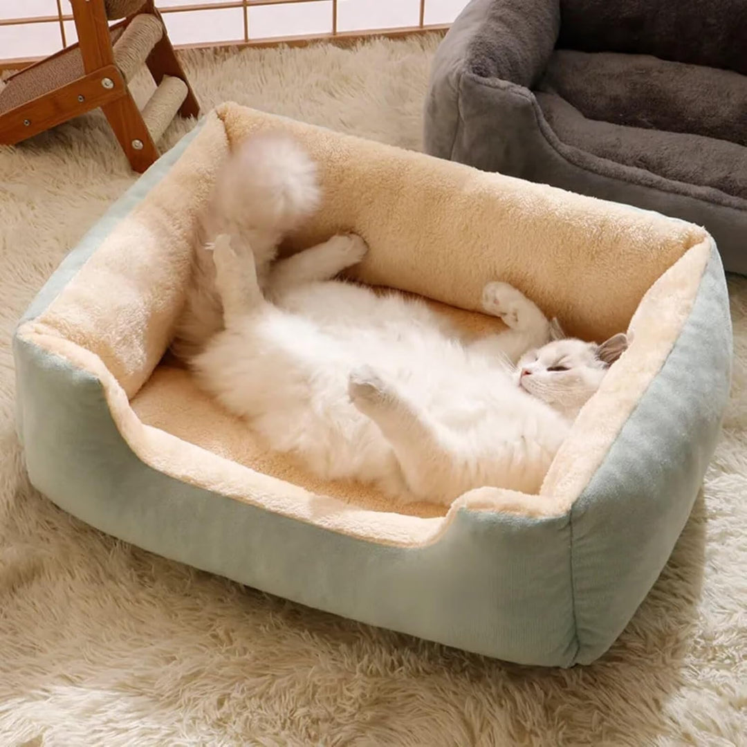 Calming Plush Pet Bed for Large Cats Luxurious Anti-Anxiety Dog Couch Bed Anti-Slip Washable Cat Bed Soft Comfortable Dog Bed