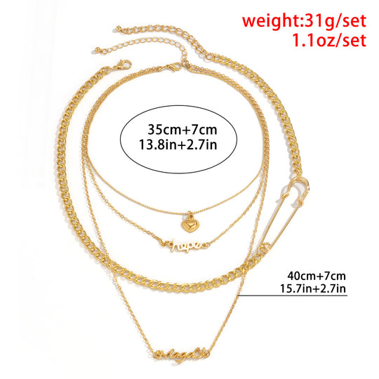 Hip Hop Metal Pin Letter Necklace Women