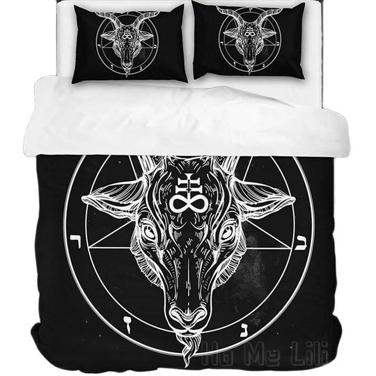 Dark Satan Theme Down Quilt Cover Bedding Suit