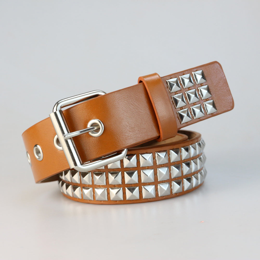 Punk Hardware Square Bead Rivet Pin Buckle Metal Belt