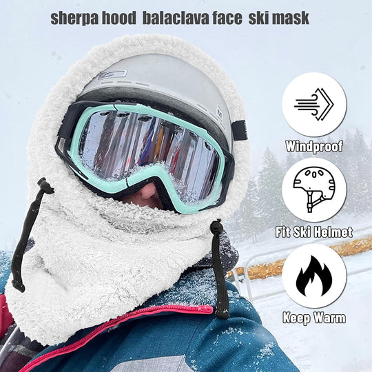 Giltpeak Sherpa Hood Ski Mask, Over Helmet Balaclava Fleece for Men Women, Winter Windproof Hooded Scarf Hat Neck Warmer