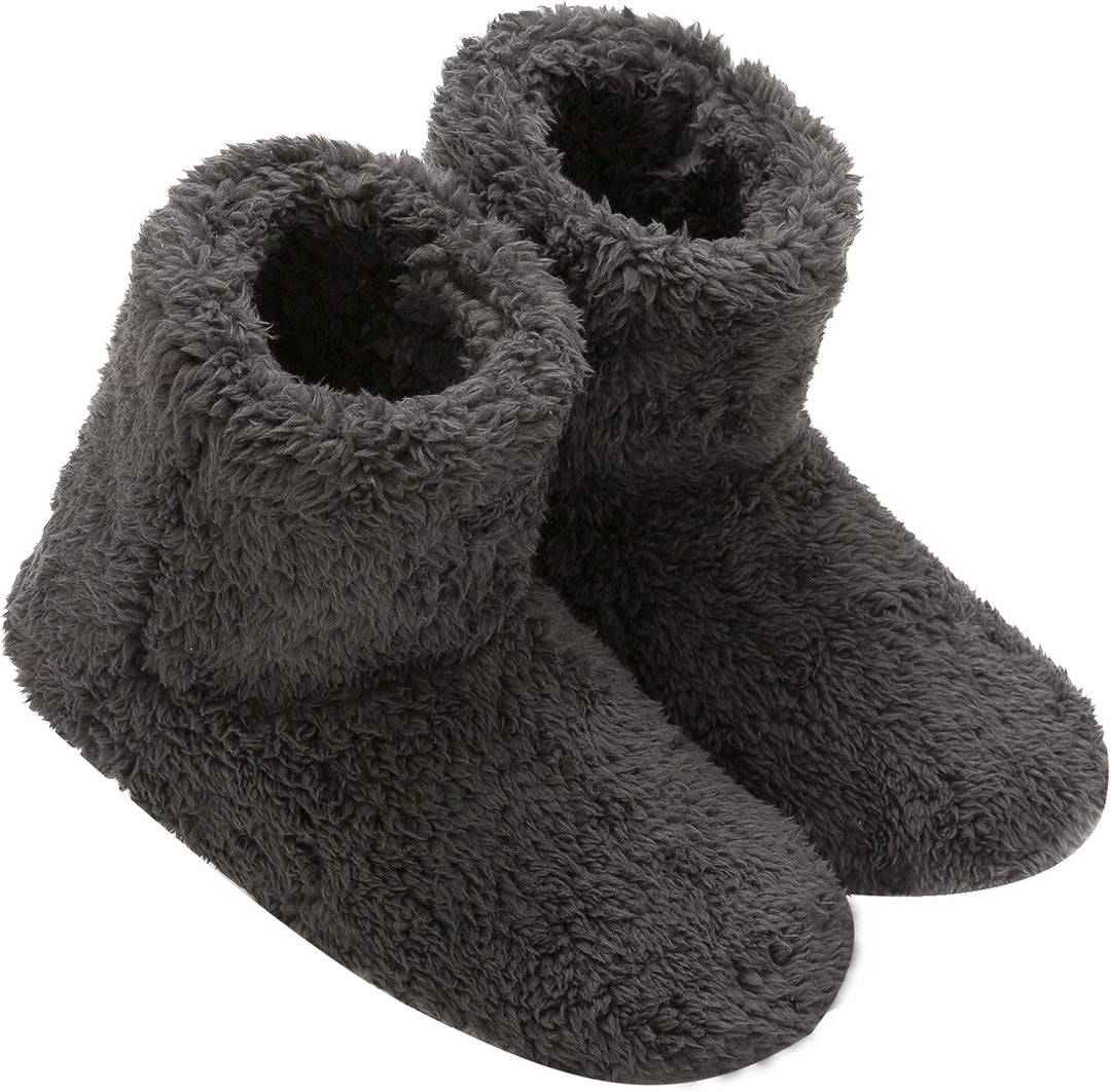 Women's and Men's Fluffy Bootie Slipper Sock with Memory Foam House Shoes