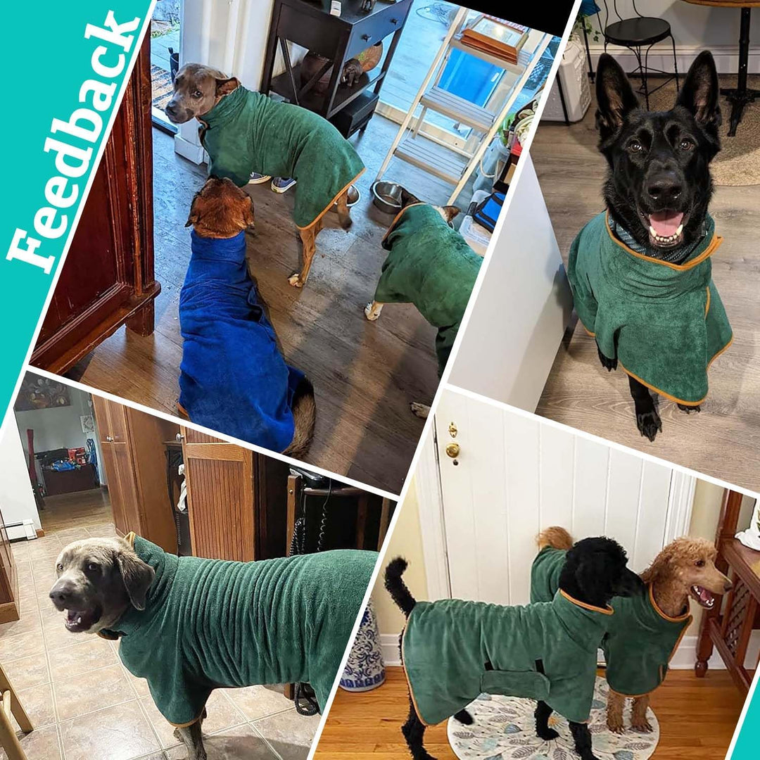 Dog Drying Coat Bathrobe Towel,Microfibre Material Fast Drying Super Absorbent Dog Bath Robe, Pet Quick Drying Moisture Absorbing with Adjustable Collar and Waist