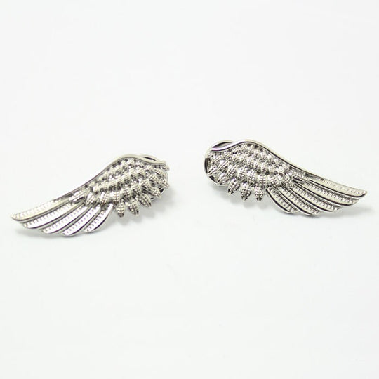 Metal texture punk style wing collar pin brooch