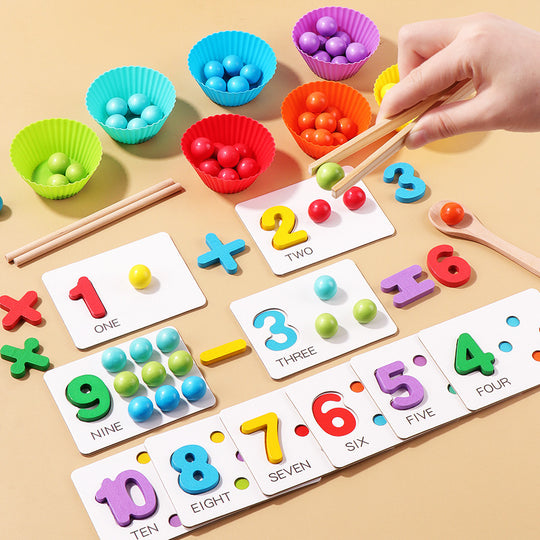 Montessori Mathematics Teaching Tools Baby Digital Cognitive Pairing Puzzle Intelligence Clipping Beads Children's Fine Action Toys