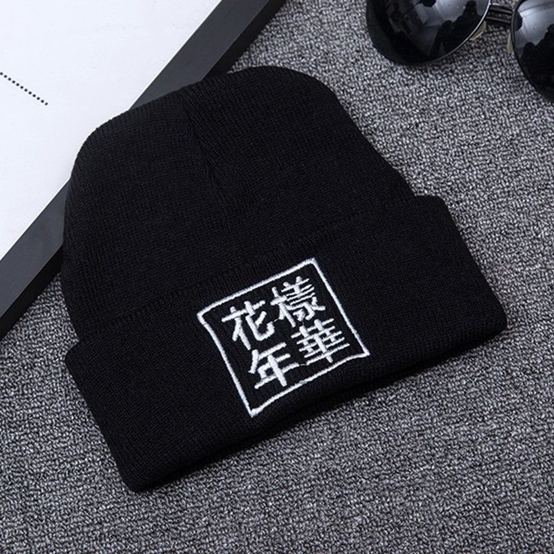 Autumn and winter warm knit hats Mood for years embroidery men and women fashion wild caps