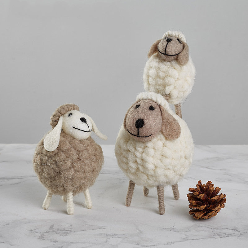 Home Decoration Felt Sheep Miniature Decoration Figurines Holiday Party Supplies Accessories