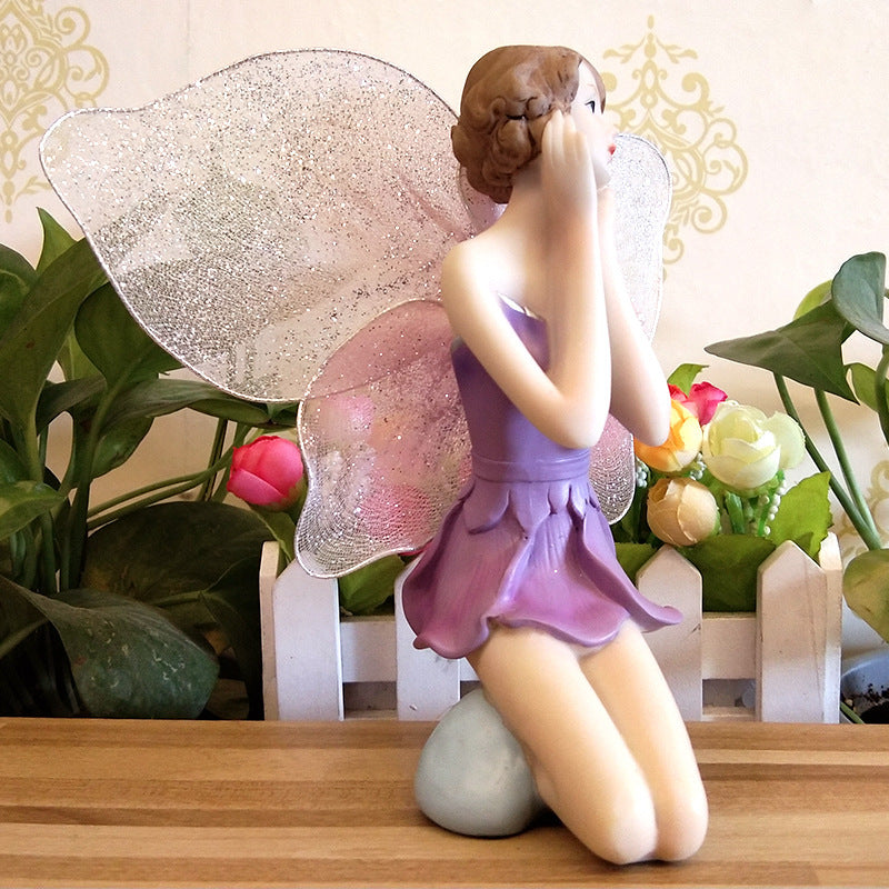 Home Decor Resin Angel Flower Fairy Garden Figurines Birthda