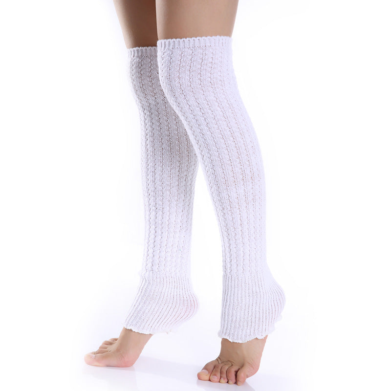 Ladies Knitted Wool Ruffled Fashion Warm Knee Pads Leggings Socks