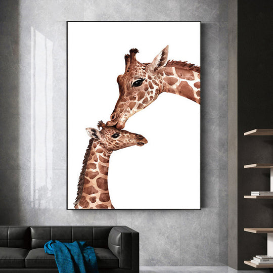 Animal Family Canvas Paintings Watercolor Cute Giraffe Posters And Print Wall Art Picture