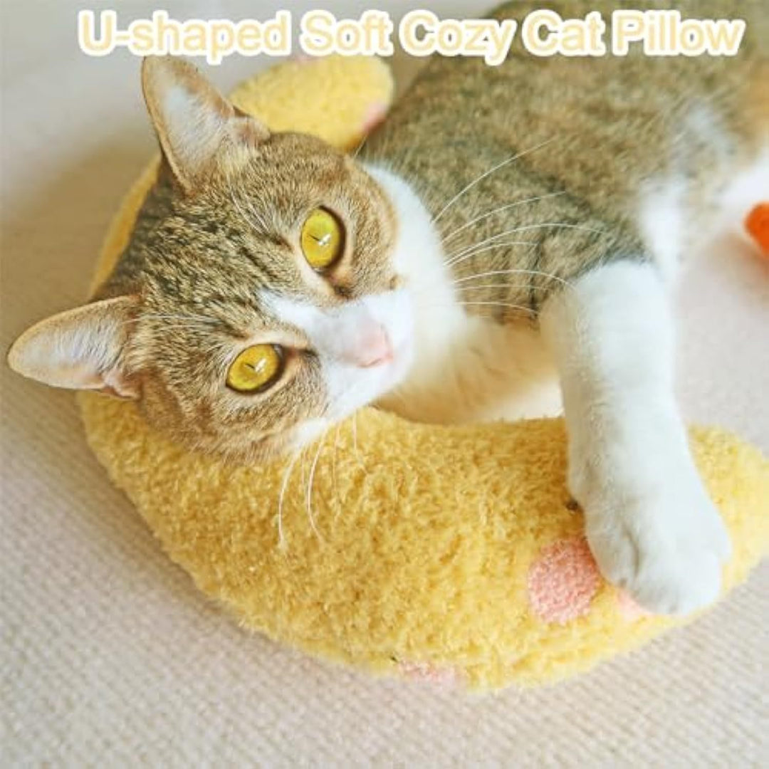 Cat Pillow Soft Cat Kneading Cat Pillows For Indoor Cats Cat Neck Pillow For Comfortable Sleep Cat Calming Pillow Products Plush Cat Toy Washable