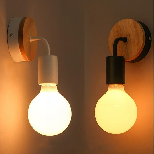 Solid Wood Small Wall Lamp Simple Iron Bedroom Wall Lamp