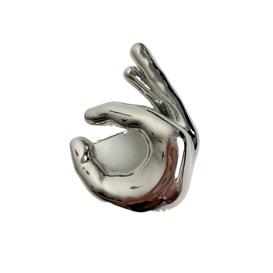 Metal OK Gesture Brooch Fashion All-match Pin Clothes Accessories