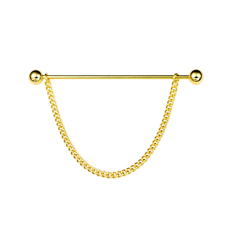 Ball Word Collar Pin Metal Chain Tassel