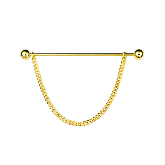 Ball Word Collar Pin Metal Chain Tassel