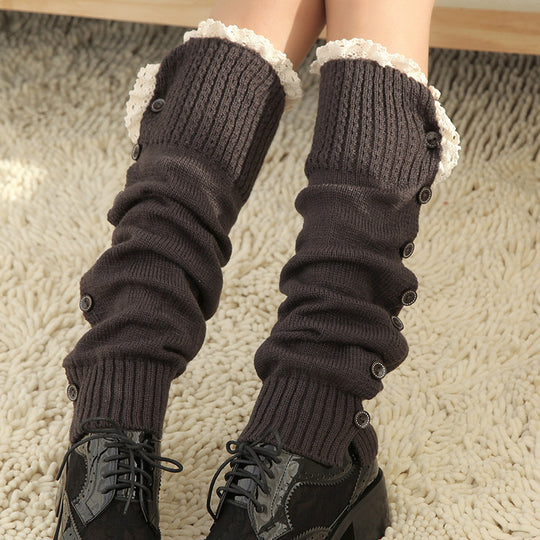 Loose Wool Leg Gaurd Set Knitted Leggings Long Socks