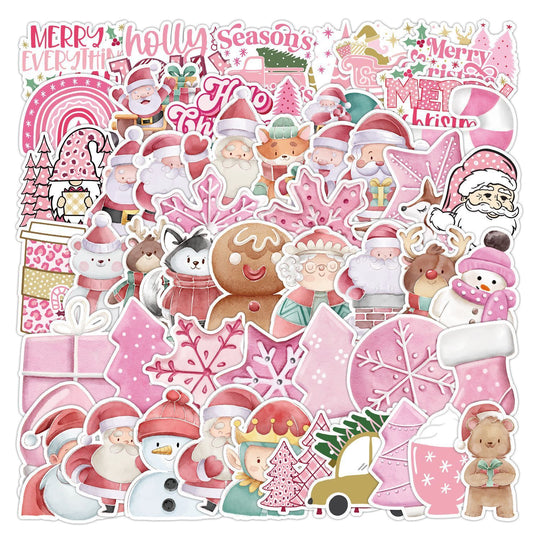 50 Cute Christmas Decoration Sticker Car Mobile Phone Computer Guitar Notebook Waterproof Stickers