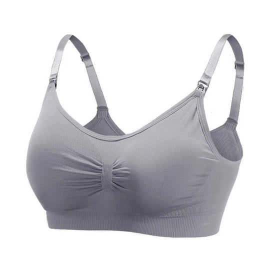 Ladies Seamless Front Buckle Pleated Wirefree Women's Thin Breast-Feeding Bra Elastic Adjustable Gathering Nursing Brassiere