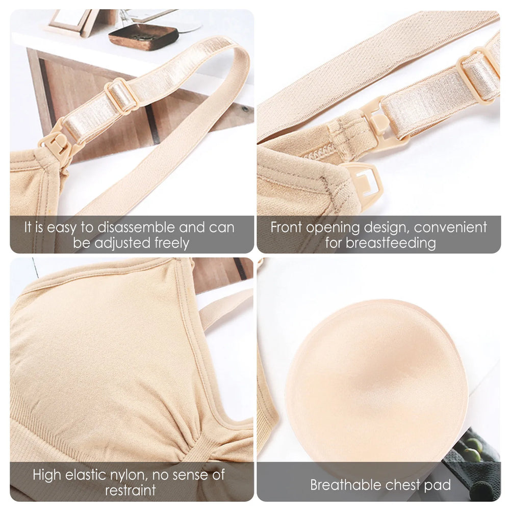 Nursing Bra With Breathable Pads Nursing Bra With Detachable Shoulder Strap Comfort Strappy Nursing Bra With Detachable Shoulder