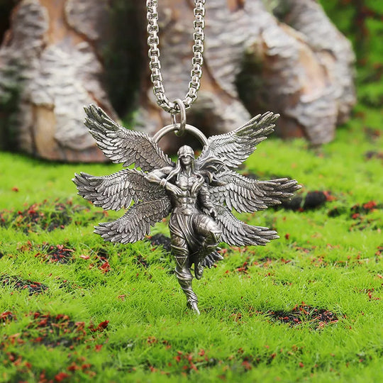 Fashion Mythical Seraph Warrior Patron Saint Pendant Necklace for Men and Women Punk Trend Casual Party Jewelry Gift