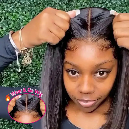 Ready to Wear Go Glueless Wig Bone Straight 13x4 HD Lace Frontal Wig Short Bob Human Hair 6x4 Transparent HD Lace Closure Wig