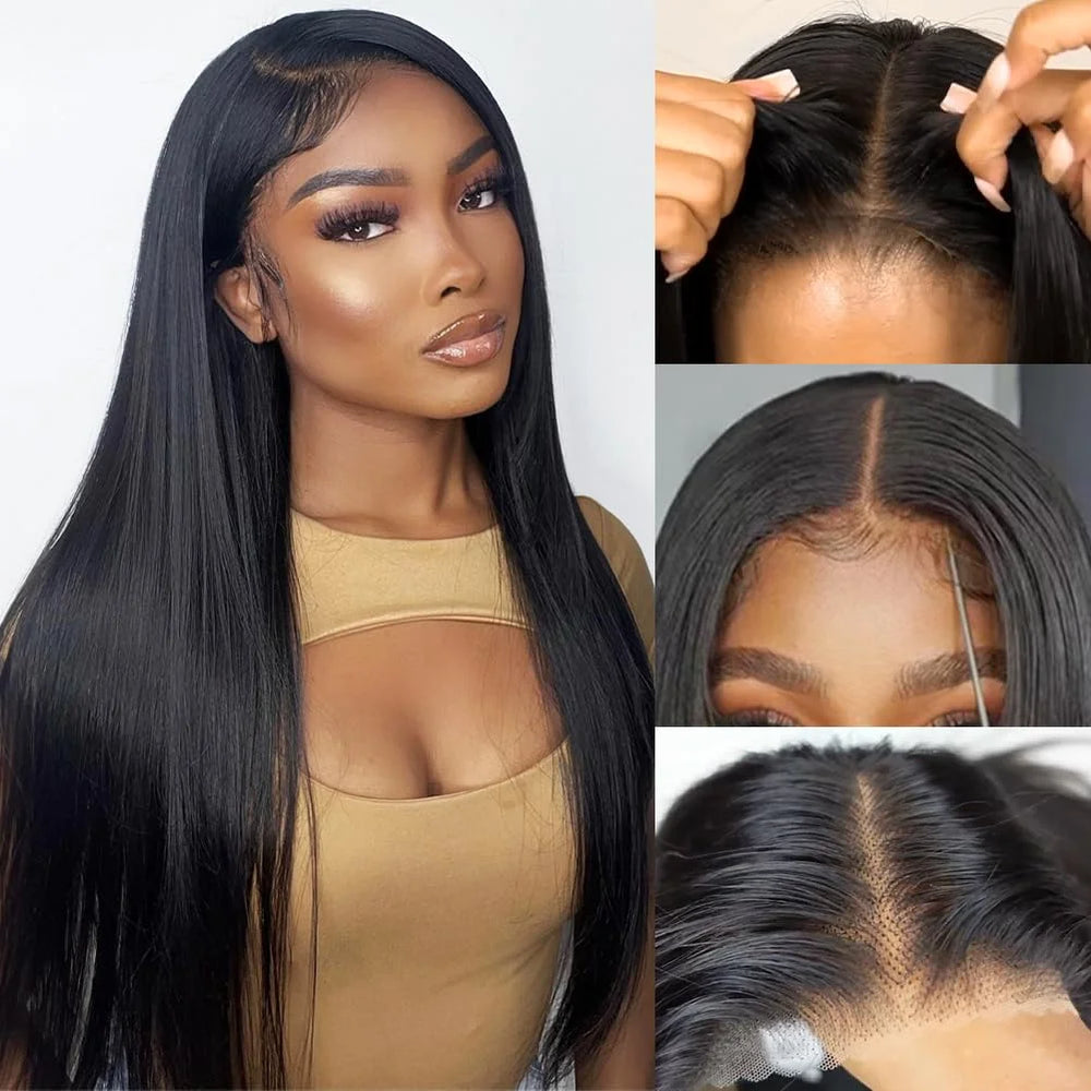 4x6  5x5 Glueless Wig Human Hair Wig Ready To Wear HD Lace Wig Straight Pre Cut Glueless PrePlucked Human Wig For Black Women