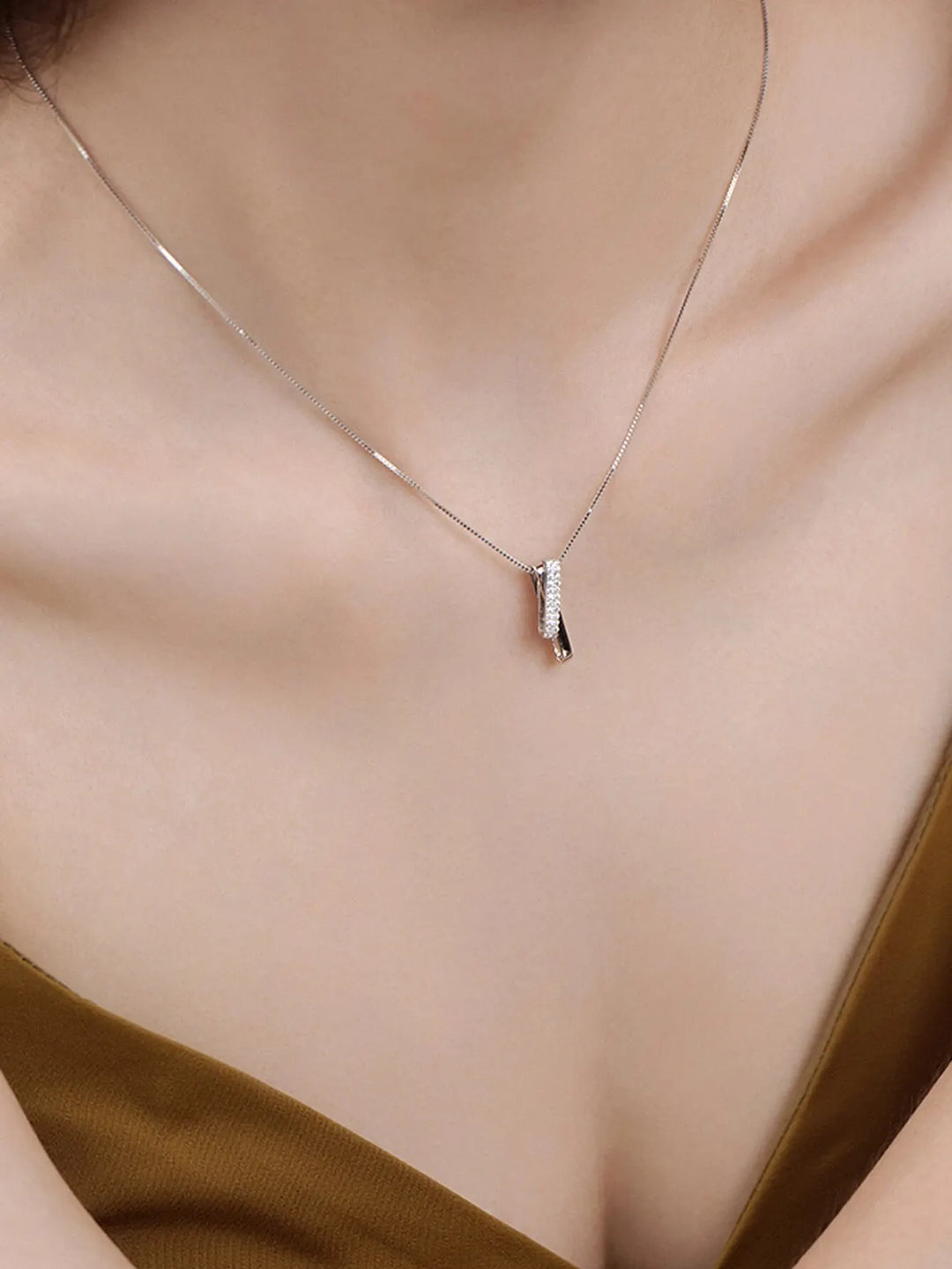 1PCS Simple Personality Geometric Lines Unknown Ring Interlocking Wedding Birthday Party Proposal Gift Collarbone Chain Necklace