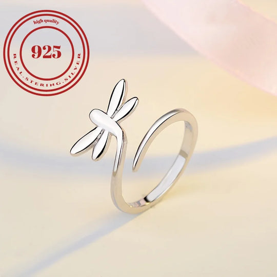 925 Sterling Silver Wrap Ring Trendy Dragonfly Design Suitable For Men And Women High Quality Adjustable Jewelry