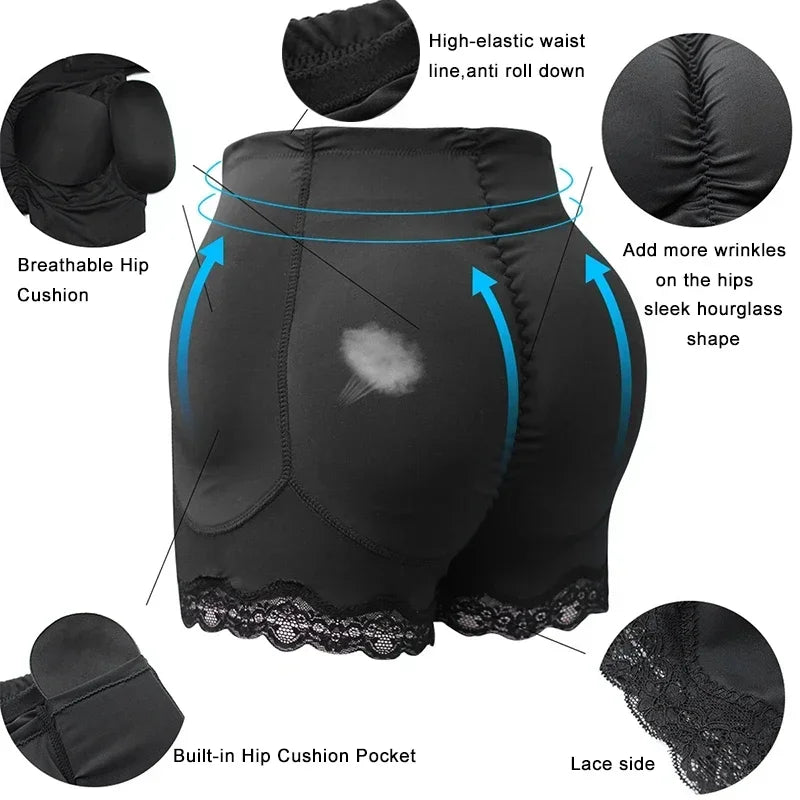 4 Pads Shapers Buttcok Panty Body Shaper Shapewear Women Control Panties Hip Pad Enhancer Fake Ass Butt Lifter  Underwear