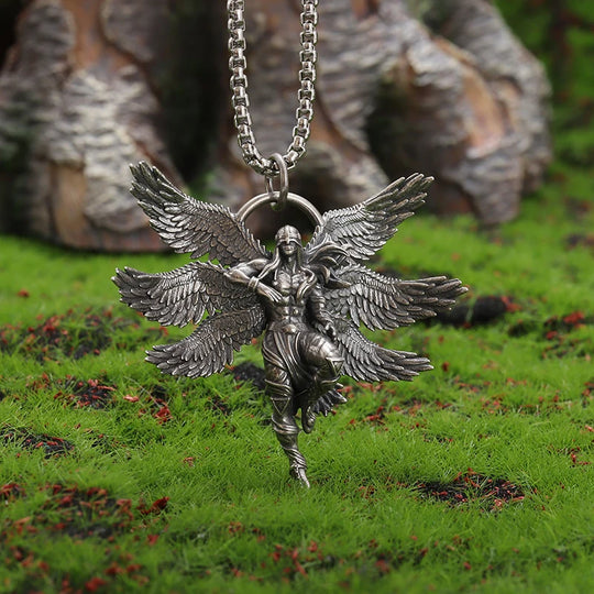 Fashion Mythical Seraph Warrior Patron Saint Pendant Necklace for Men and Women Punk Trend Casual Party Jewelry Gift