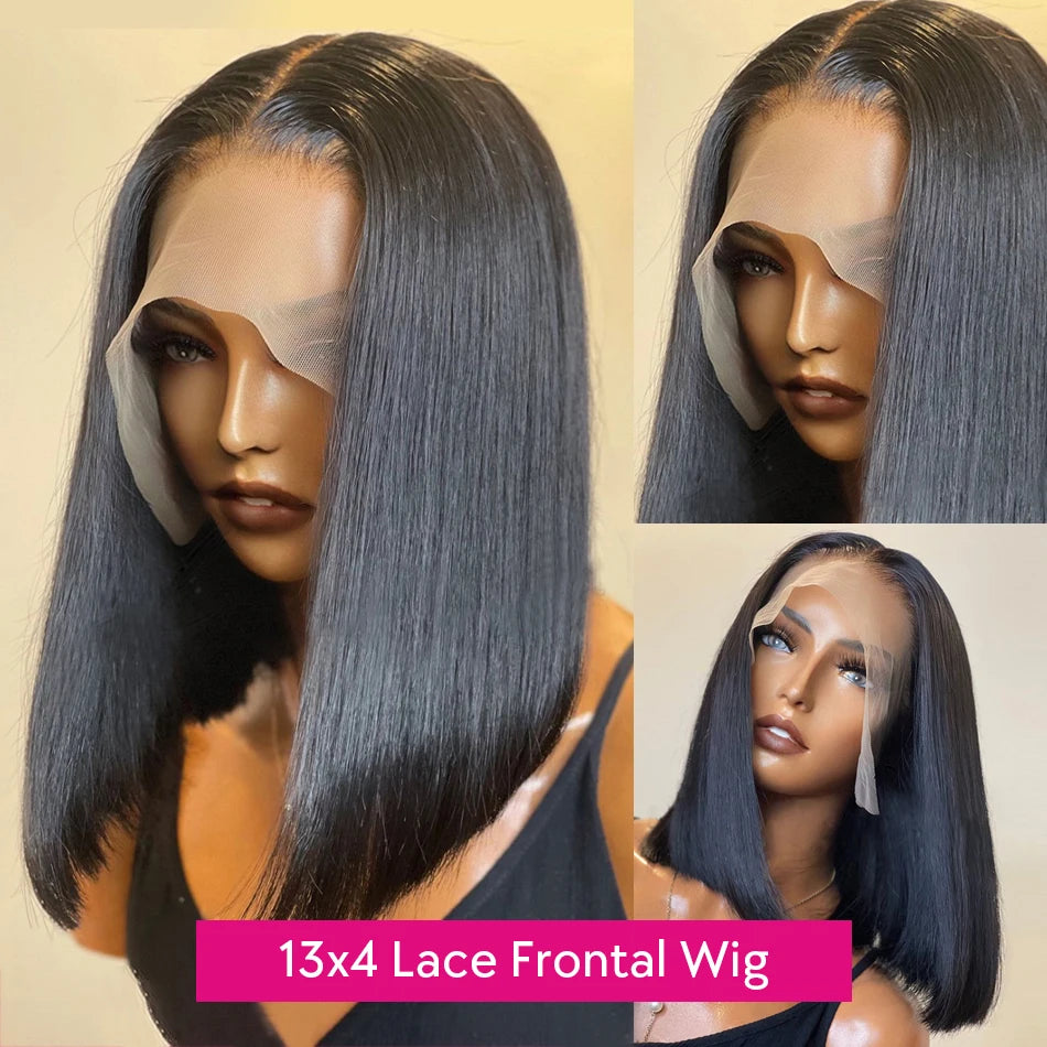 Ready to Wear Go Glueless Wig Bone Straight 13x4 HD Lace Frontal Wig Short Bob Human Hair 6x4 Transparent HD Lace Closure Wig