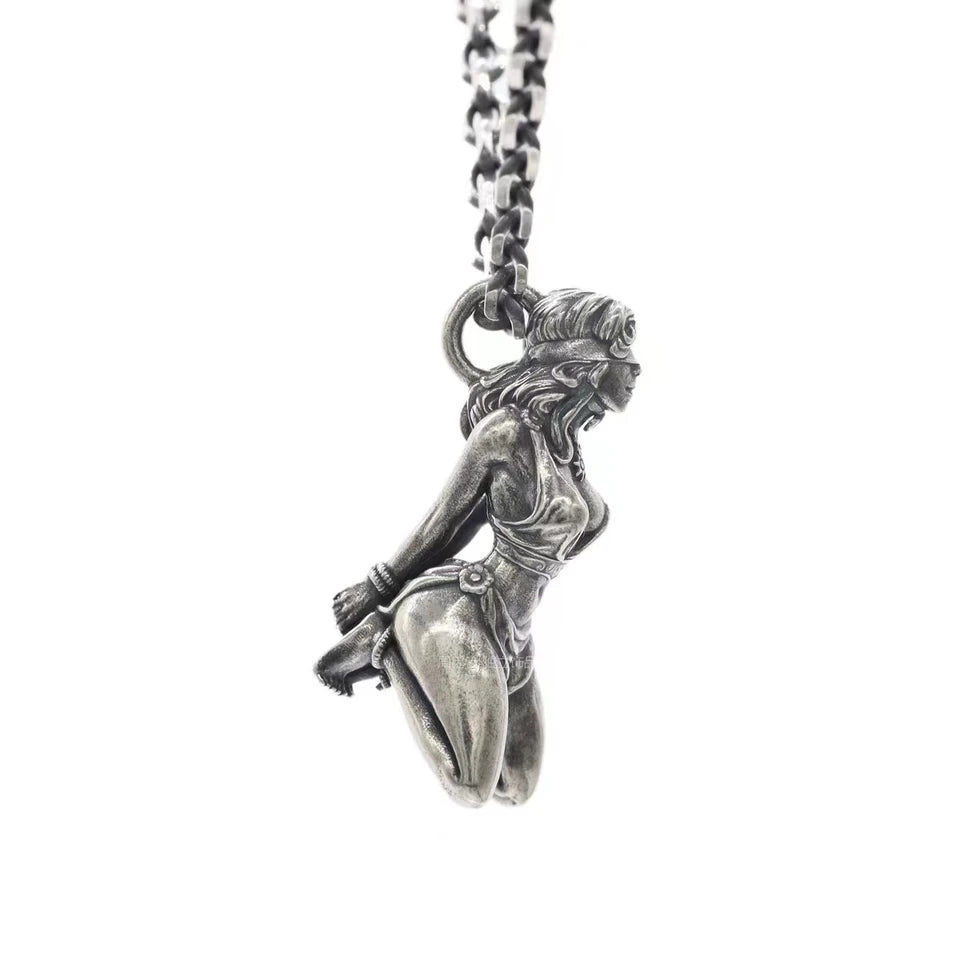 Silver Plated Captivity Bondage Goddess Pendant Demon Girl Necklace Men Women Fashion Cosplay Jewelry Couple Gift