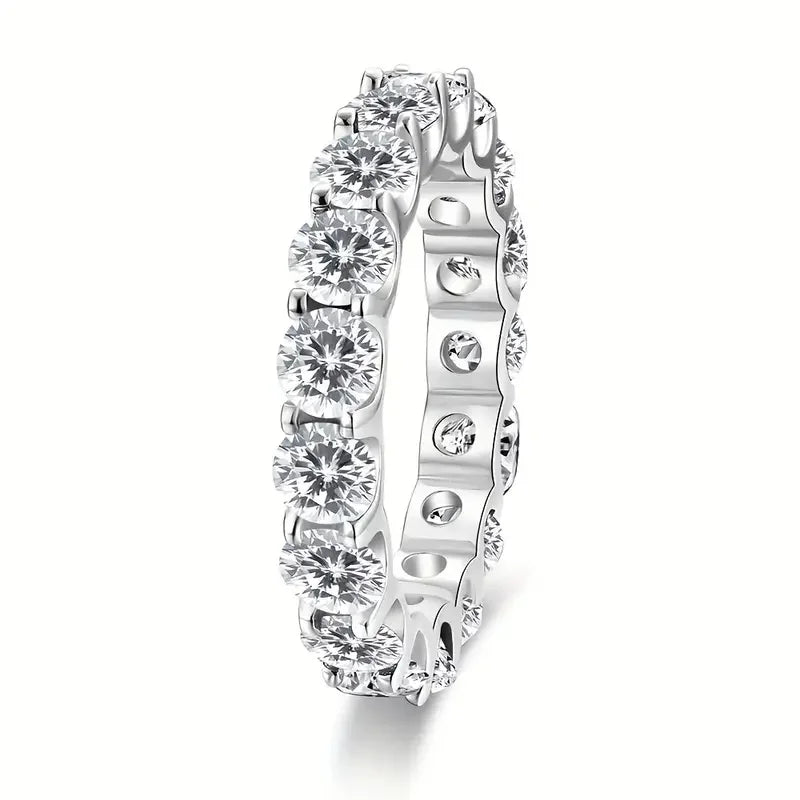 1pc S925 Silver with 4.2CT Moissanite Co-ed Eternity Ring, Band Ring, Moissanite Gemstone Jewelry  Gifts for Mother