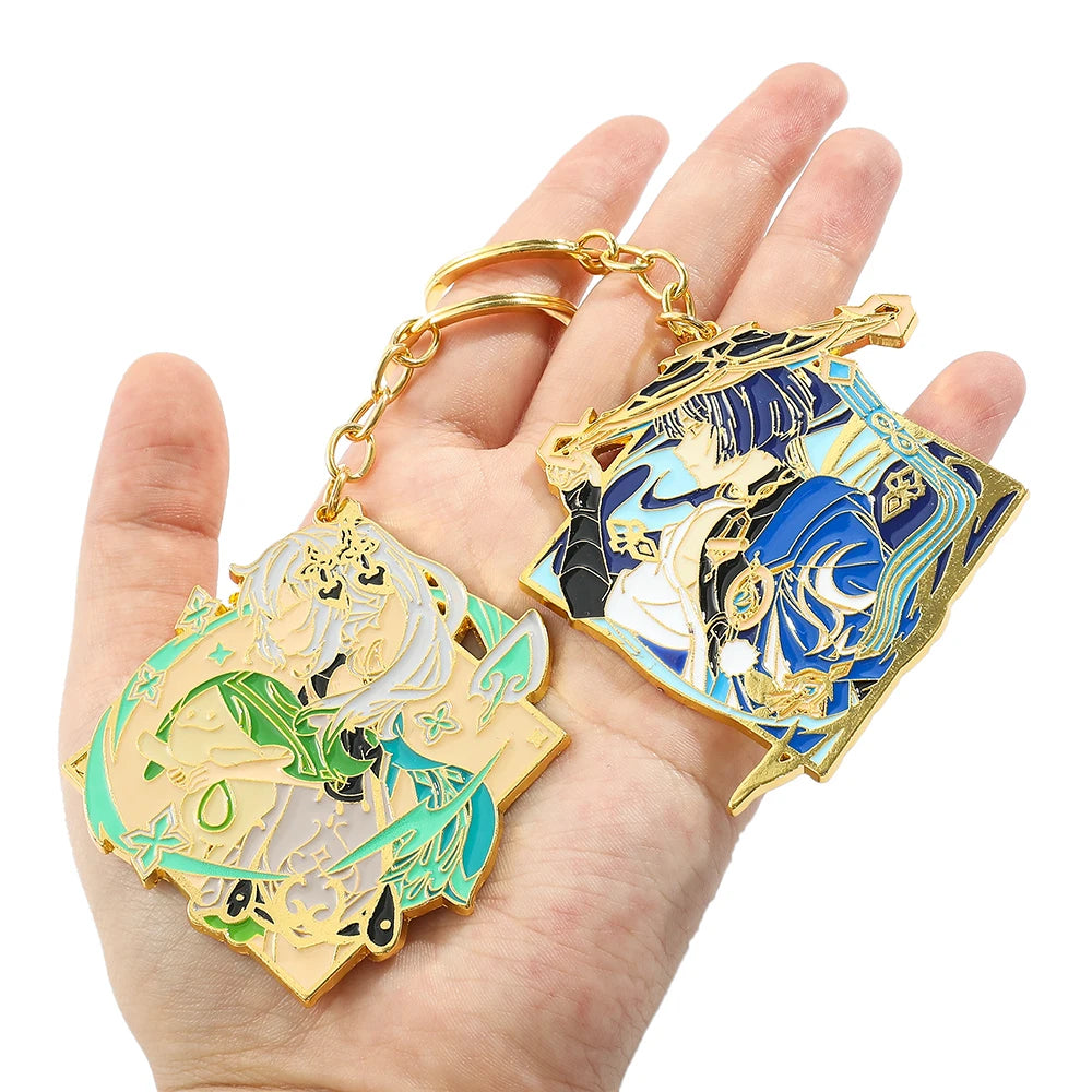 Genshin Impact Keychain - Enamel Razor & Xiao Pendants, Fashionable Anime Keyrings for Car & Backpack, Great Fan Gift