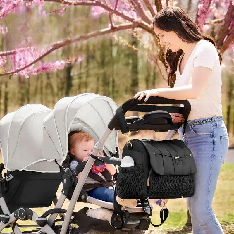 Baby Diaper Bag Pregnant Women's Hospital Bag Convertible Baby Diaper Backpack Quilted Mother Bag Nylon Cloth Backpack Bag