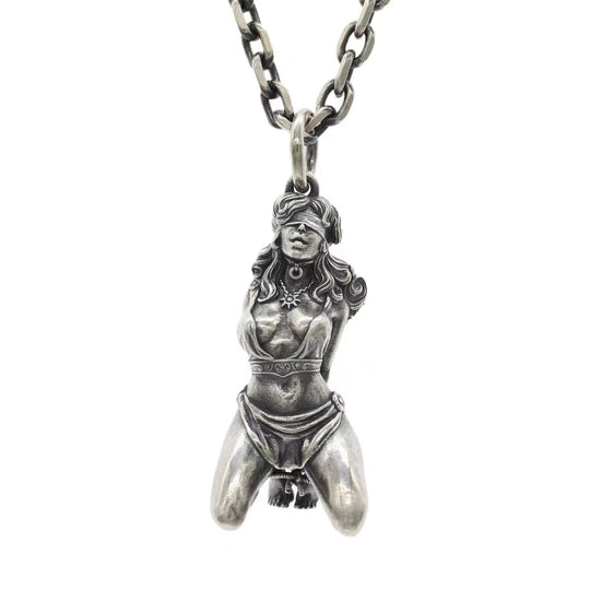 Silver Plated Captivity Bondage Goddess Pendant Demon Girl Necklace Men Women Fashion Cosplay Jewelry Couple Gift